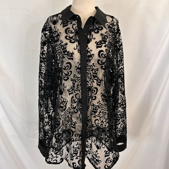 Her Universe Disney Haunted Mansion Wallpaper Sheer Top 2X Plus - Picture 2 of 9